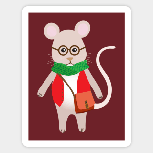 Woodland mouse with glasses Sticker